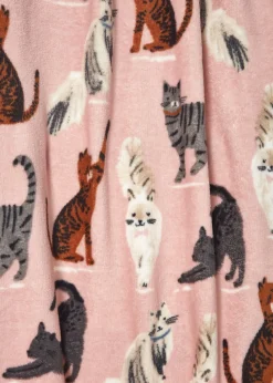 Pink Cat Print Throw