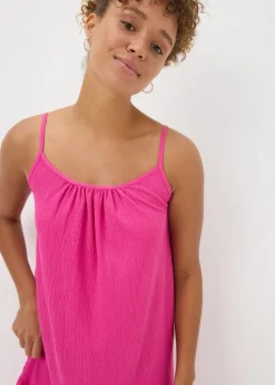 Pink Crinkle Mini Cami Dress