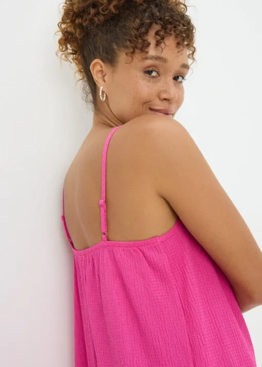 Pink Crinkle Mini Cami Dress