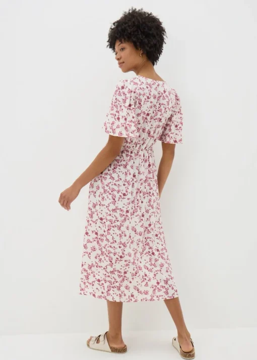 Pink Ditsy Floral Midi Tea Dress