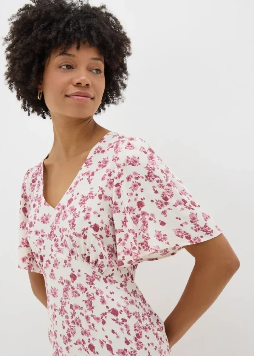 Pink Ditsy Floral Midi Tea Dress
