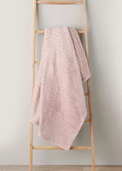 Pink Embossed Fleece Throw