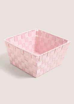 Pink Fabric Woven Basket