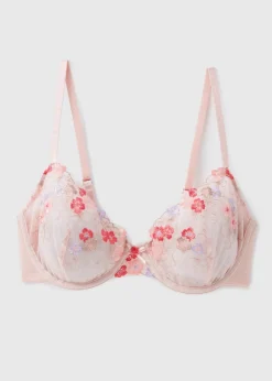 Pink Floral Embroidered Co Ord Bra