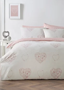 Pink Floral Heart Duvet Set