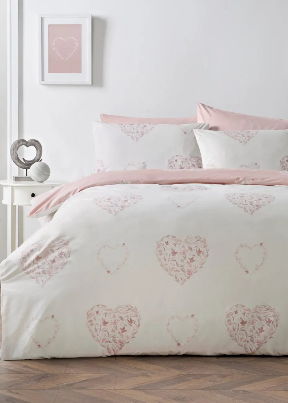 Pink Floral Heart Duvet Set