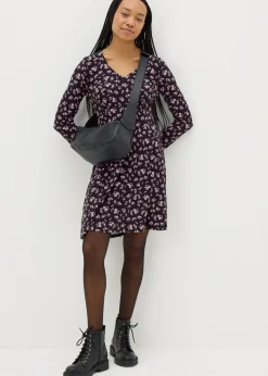 Pink Floral Long Sleeve Mini Dress