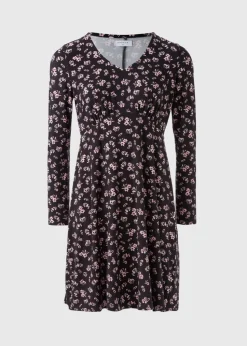 Pink Floral Long Sleeve Mini Dress
