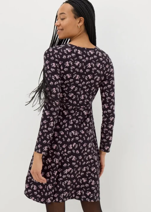 Pink Floral Long Sleeve Mini Dress