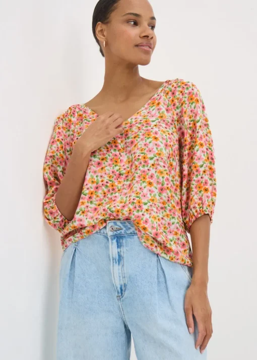 Pink Floral Tea Blouse