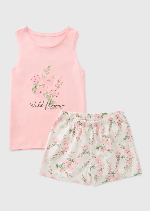 Pink Floral Vest & Shorts Pyjama Set