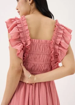 Pink Frill Midi Dress