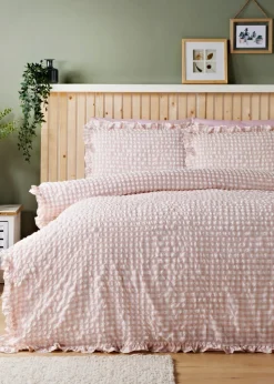 Pink Gingham Seersucker Duvet Set