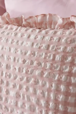 Pink Gingham Seersucker Duvet Set