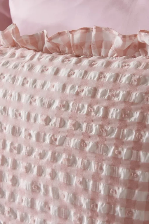 Pink Gingham Seersucker Duvet Set