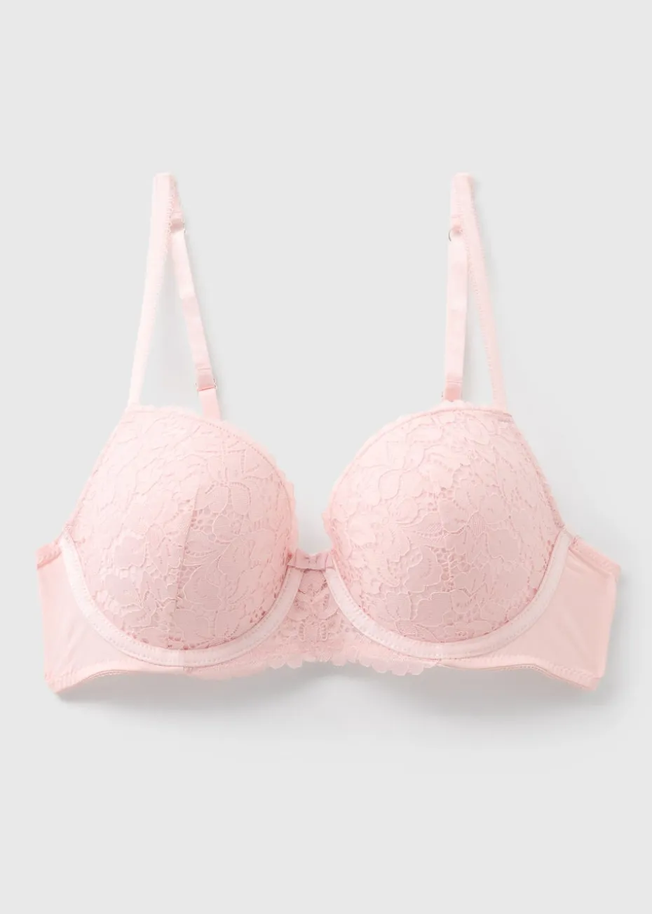 Pink Lace Detail Bra