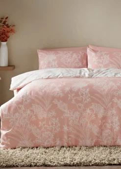 Pink Linear Floral Duvet Set