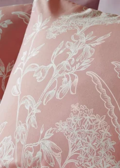 Pink Linear Floral Duvet Set