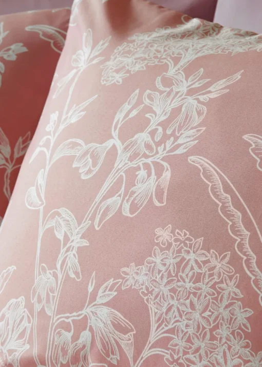 Pink Linear Floral Duvet Set