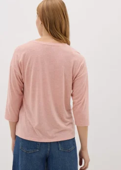 Pink Linen Blend Top