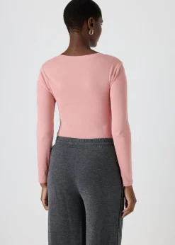 Pink Long Sleeve Fitted T-Shirt