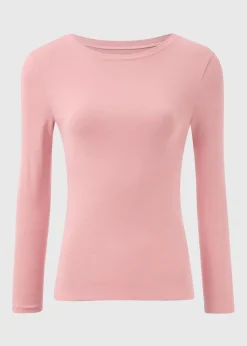 Pink Long Sleeve Fitted T-Shirt