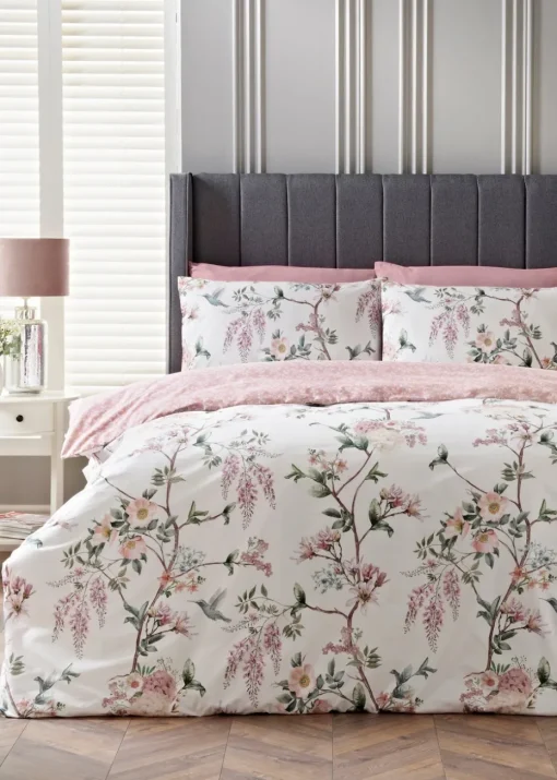 Pink Oriental Floral Duvet Set