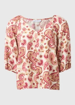 Pink Paisley Print Co Ord Blouse