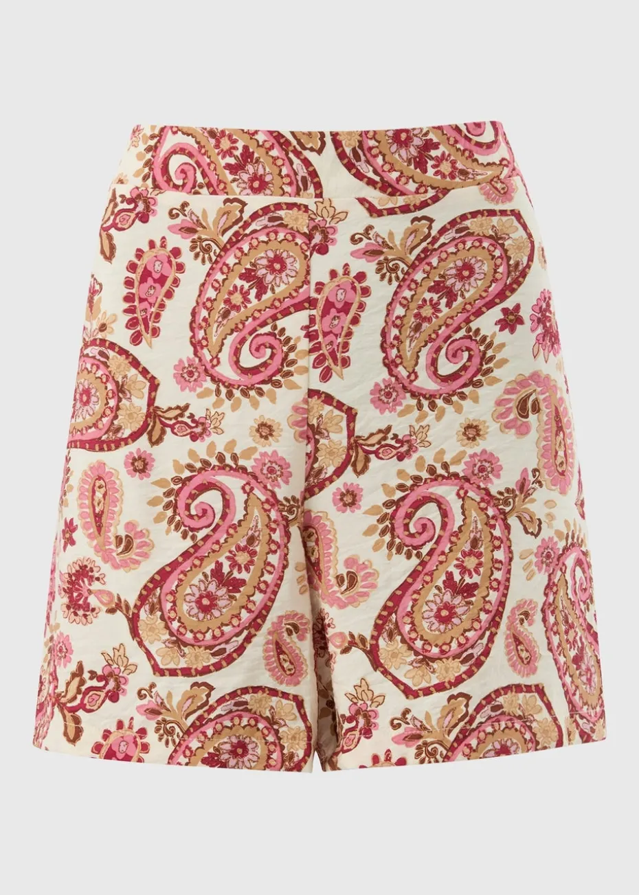 Pink Paisley Print Co Ord Shorts