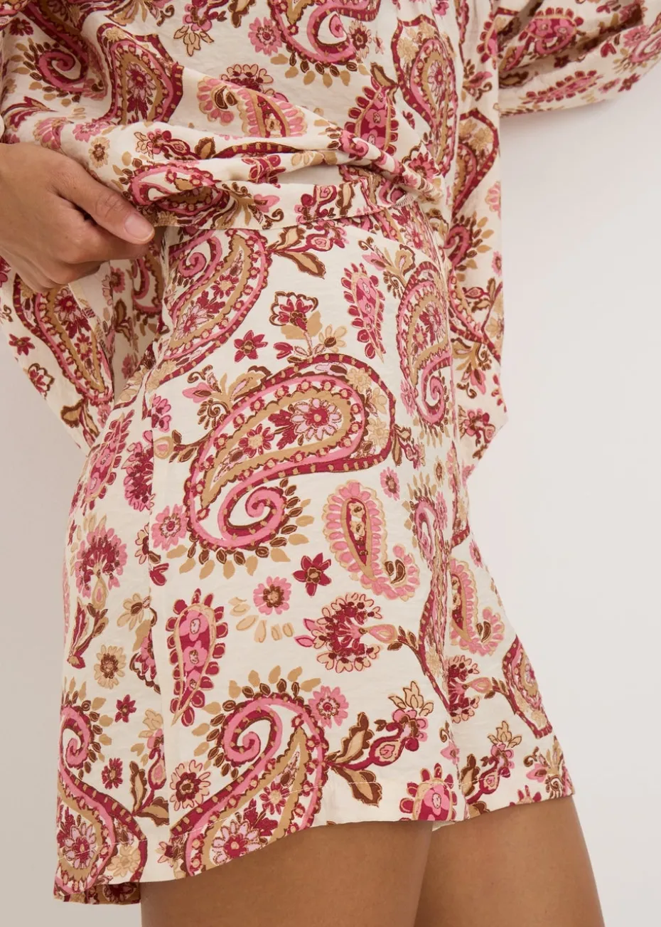 Pink Paisley Print Co Ord Shorts