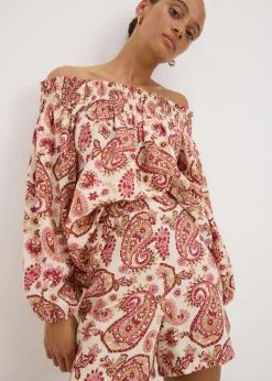 Pink Paisley Print Co Ord Shorts