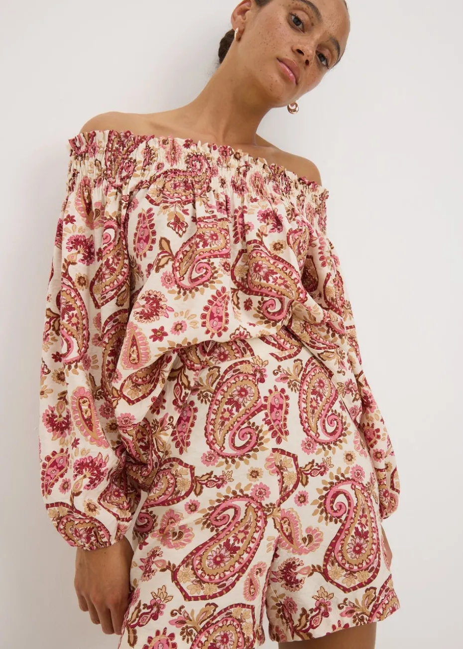 Pink Paisley Print Co Ord Shorts