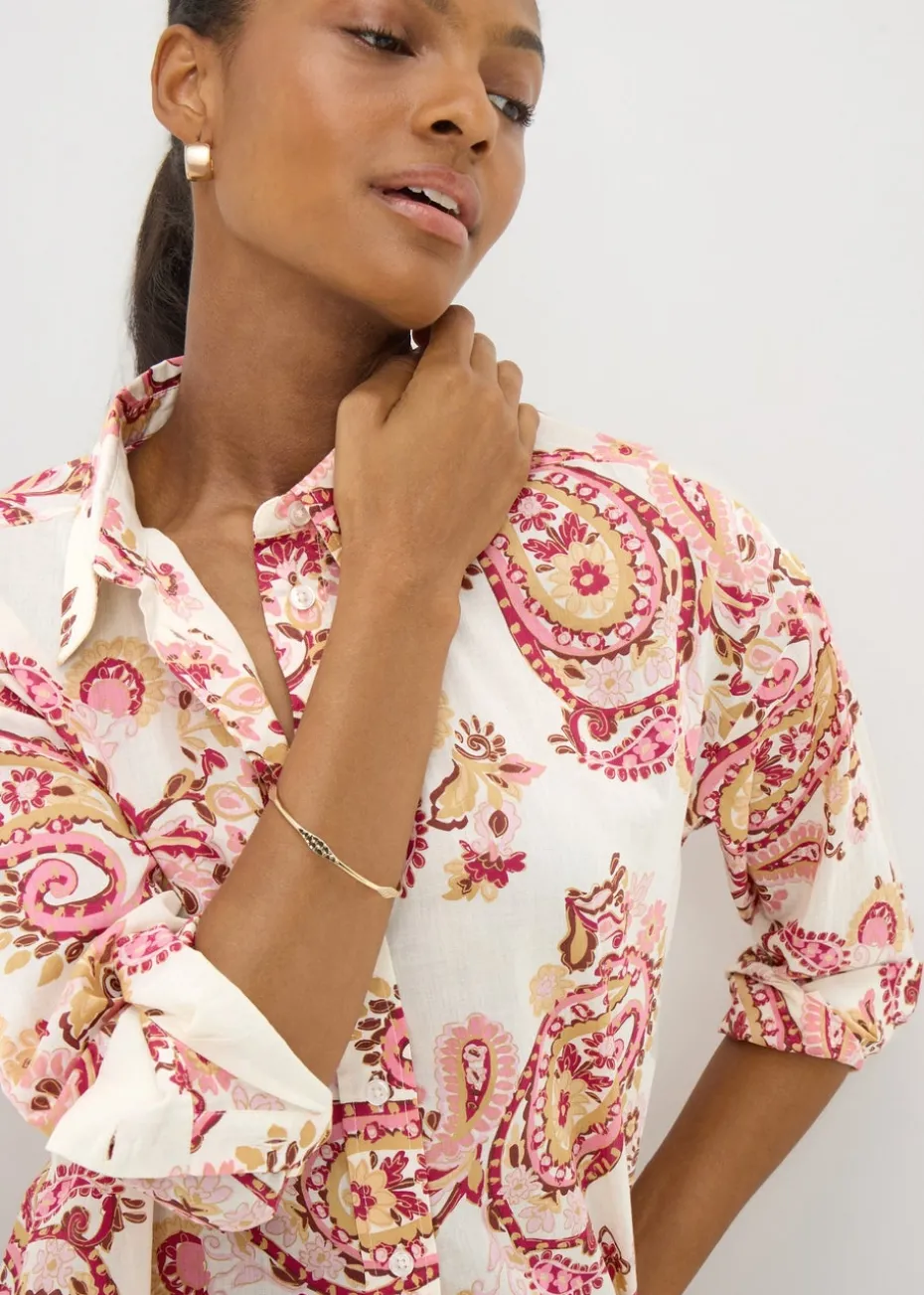 Pink Paisley Print Cotton Shirt