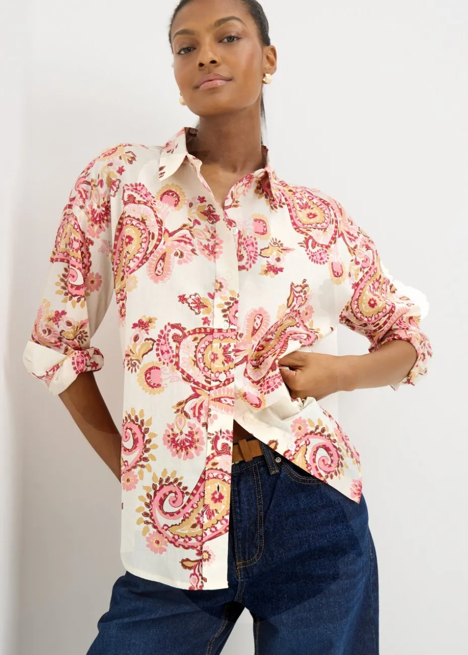 Pink Paisley Print Cotton Shirt