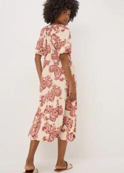 Pink Paisley Print Shirt Midi Dress