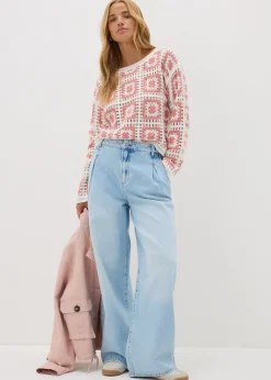 Pink Patchwork Crochet Jumper