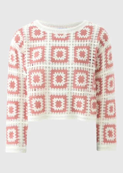 Pink Patchwork Crochet Jumper