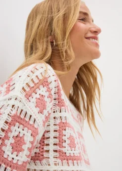 Pink Patchwork Crochet Jumper