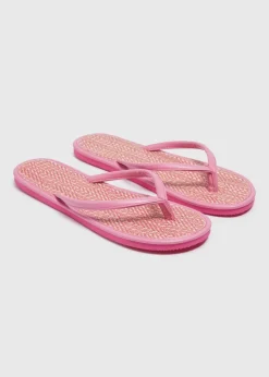 Pink Raffia Flip Flops
