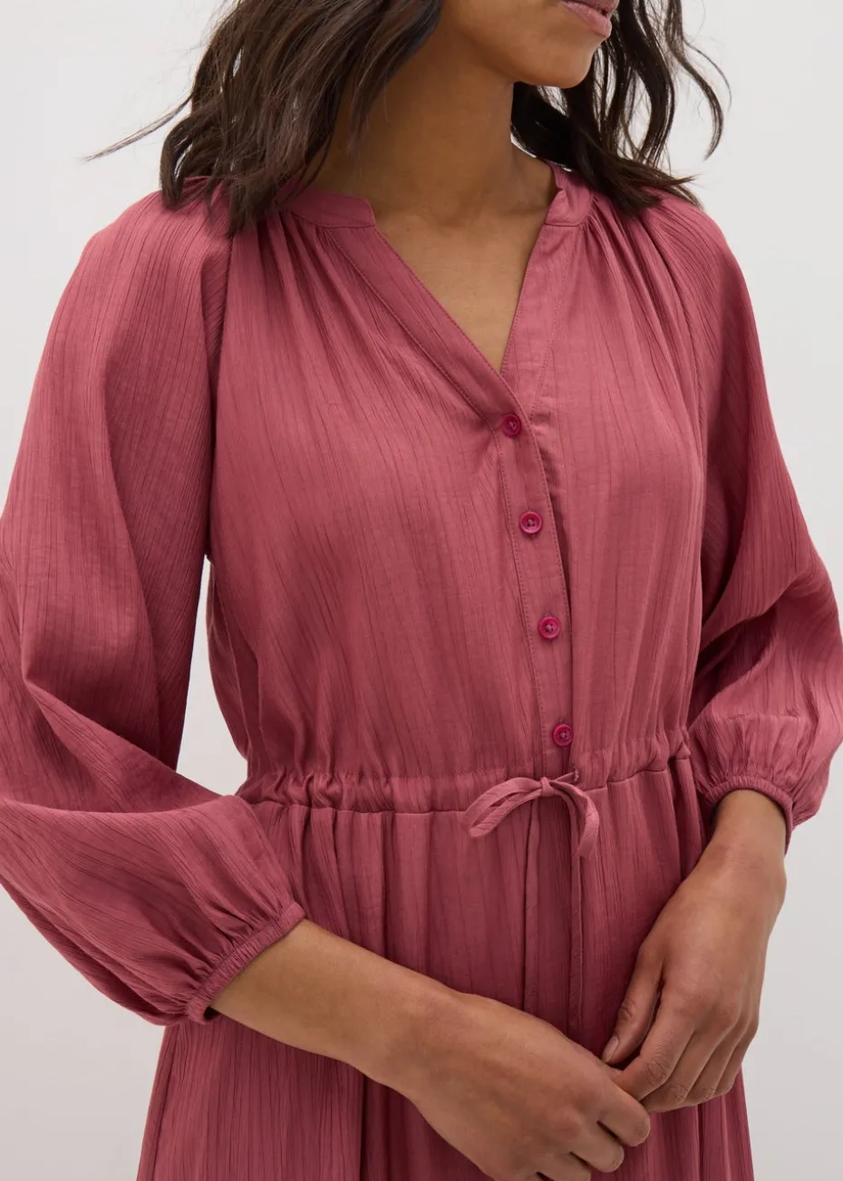 Pink Raglan Shirt Midi Dress