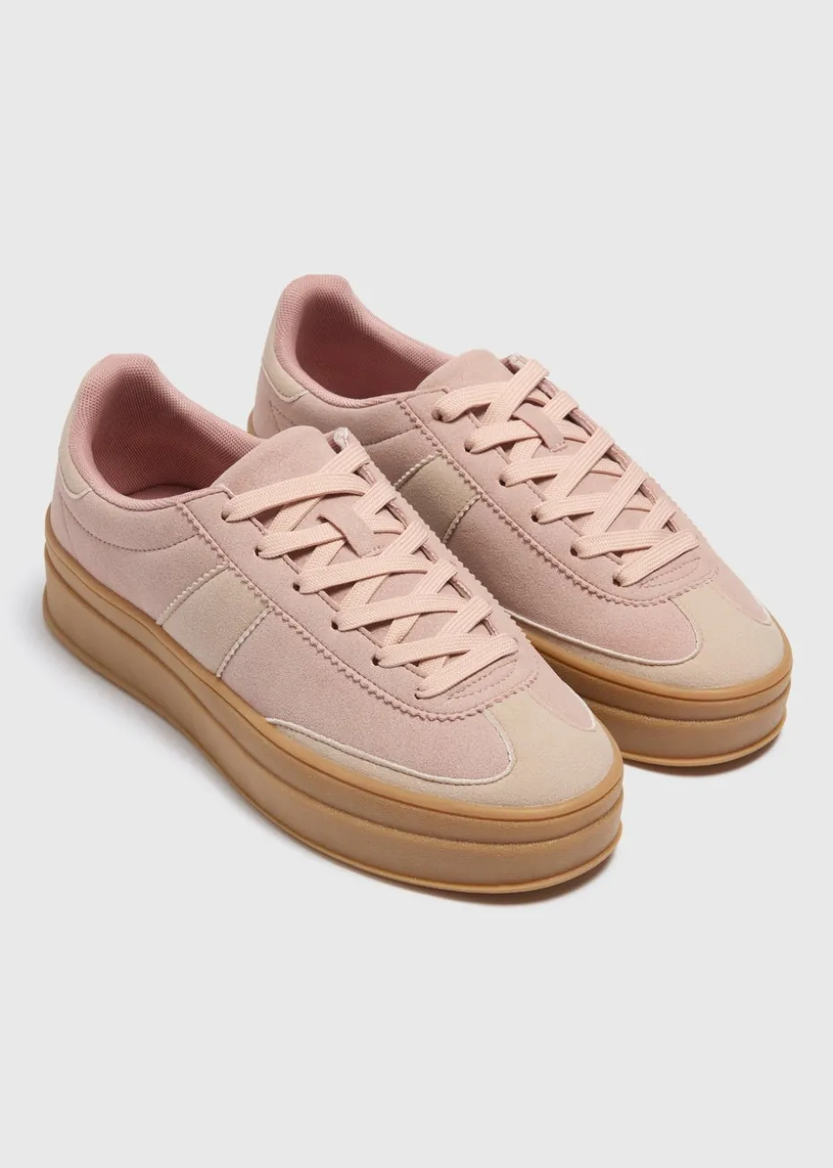 Pink Retro Platform Trainers