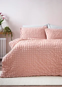 Pink Seersucker Duvet Set