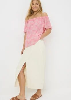 Pink Shell Print Bardot Top