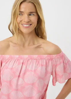 Pink Shell Print Bardot Top