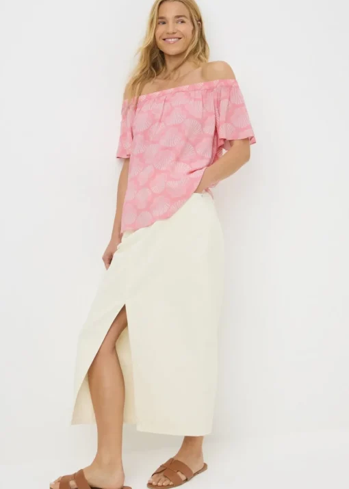 Pink Shell Print Bardot Top