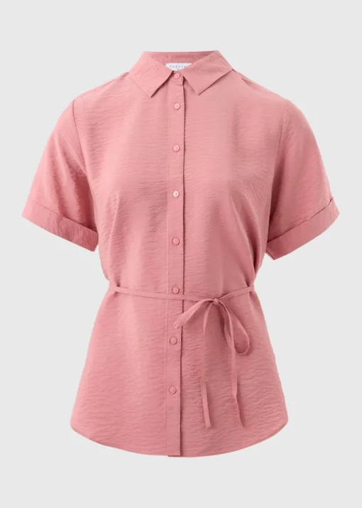 Pink Short Sleeve Tie Shirt