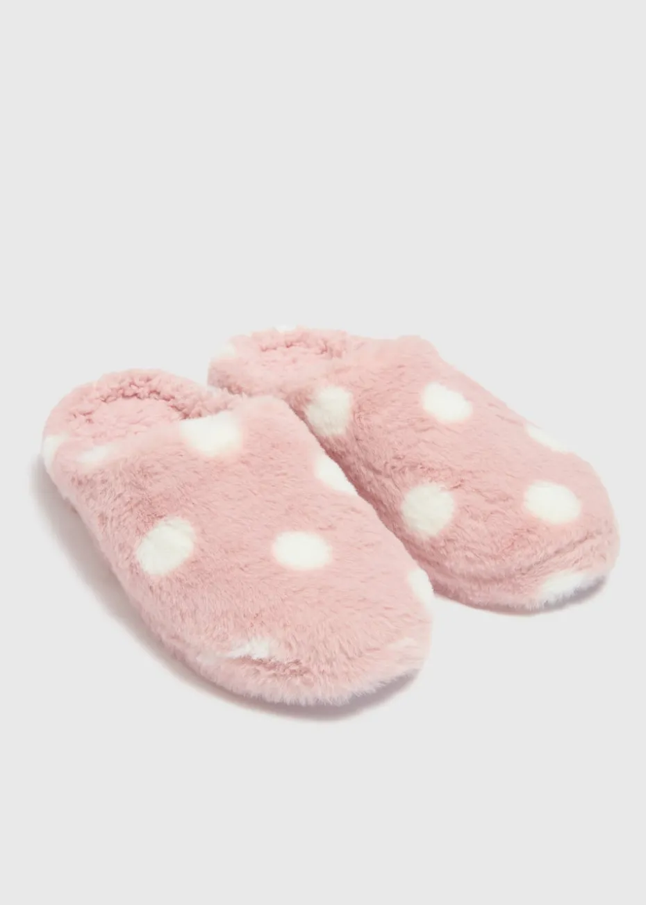 Pink Spot Mule Slippers