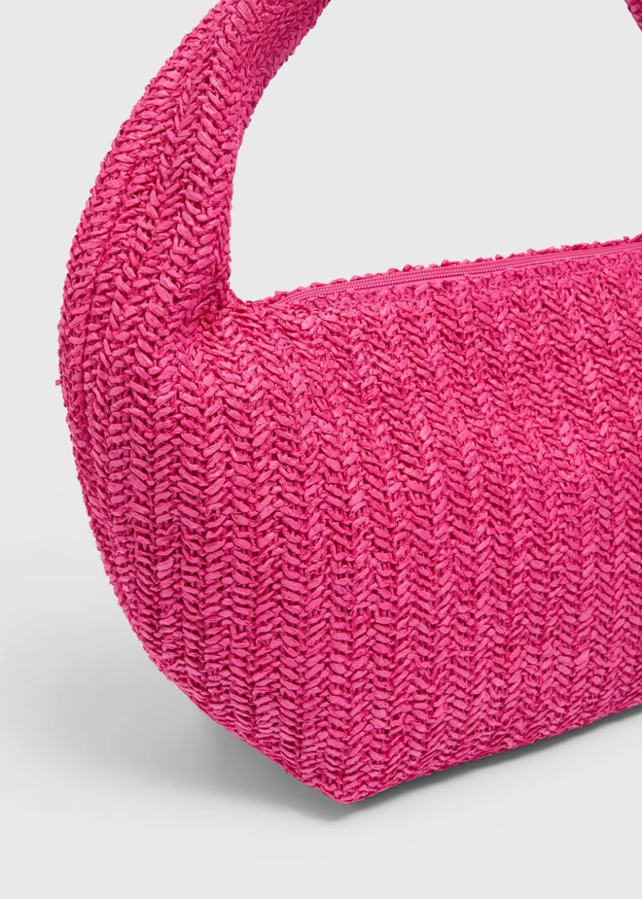 Pink Straw Shoulder Bag