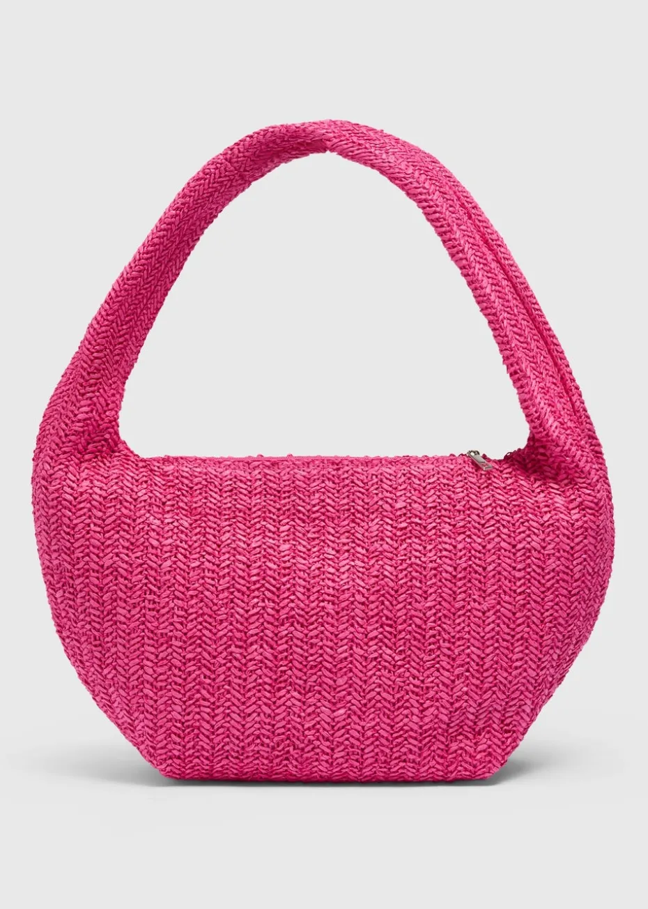 Pink Straw Shoulder Bag