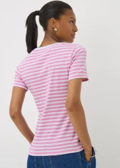 Pink Stripe Fitted T-Shirt